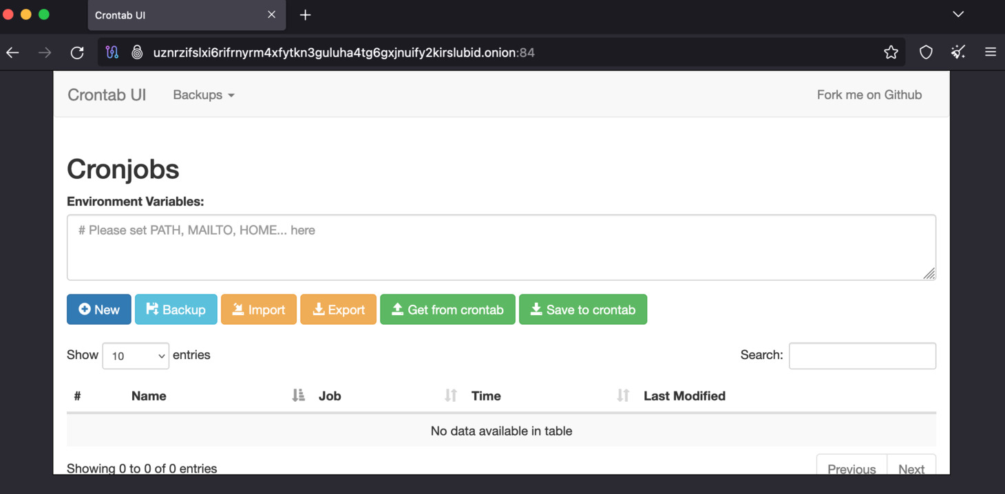 You will see your Cron service landing page.